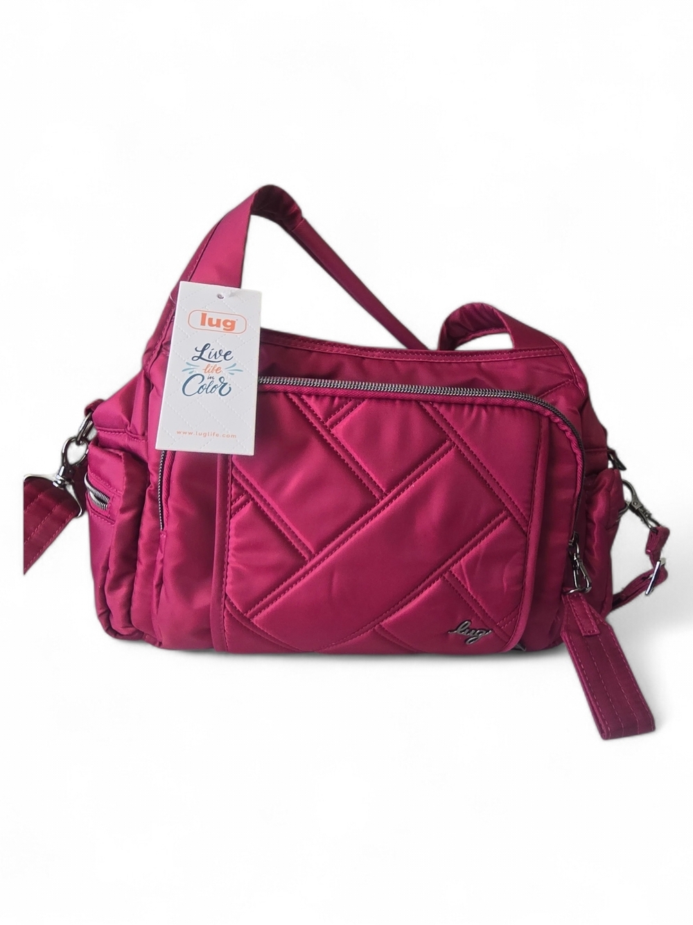 Lug Women's Quilted Crossbody Bag in Raspberry